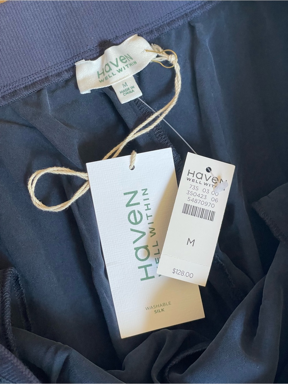 Women’s Silk Lounge Pants Haven NWT Size Medium W/ Pockets Elastic Waist - Picture 5 of 6